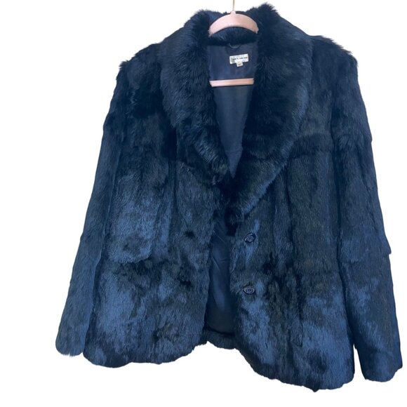 Vintage Womens Jacket Black Size Medium Black Rabbit Fur Casual Hong Kong - Picture 2 of 14